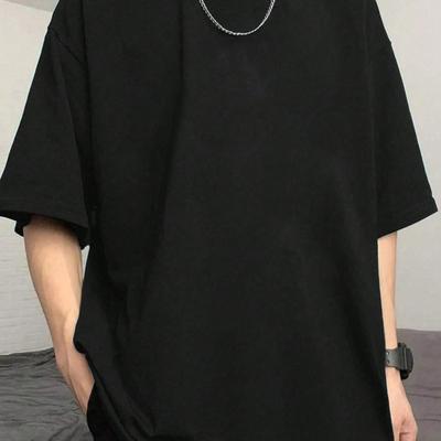 TEMU Men's Soft & Comfortable Casual T-shirt - Black, Loose Fit, Crew Neck, Short Sleeve, Machine Washable, Summer , Beach, Or Sports Image