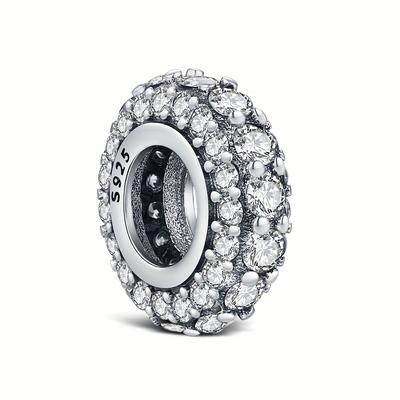 TEMU 1pc Keq 925 Silver Women's Bracelet Charms With Cz Simulated Birthstone Pendants, Artificial Crystal Beads For Making - Ideal Gift For Day, Anniversaries, Birthdays, Easter And Holiday Image