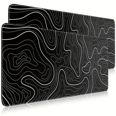 "TEMU [ Build] Large Washable Mouse Pad With Stylish Black & White - Rubber, Rectangular Shape (23.6"x11.8", "x11.8", 35.4"x15.7") For Office Or Home Use, Mouse Pads For Desk" Image