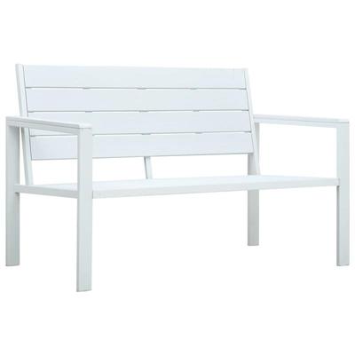 TEMU Garden Benches, Deck Chairs, Garden Bench 120 Cm Hdpe White Wood Look, Suitable For Activities Image