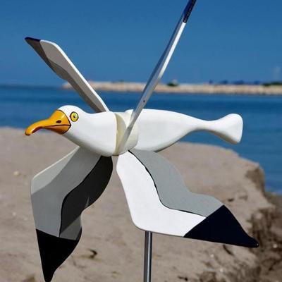 TEMU Seagull Wind Spinner - Resin Wind-powered Outdoor Garden Decor With Moving Wings, No Batteries Needed, Durable Coastal & Patio Ornament For Yard, Courtyard, Or Holiday Gift Image