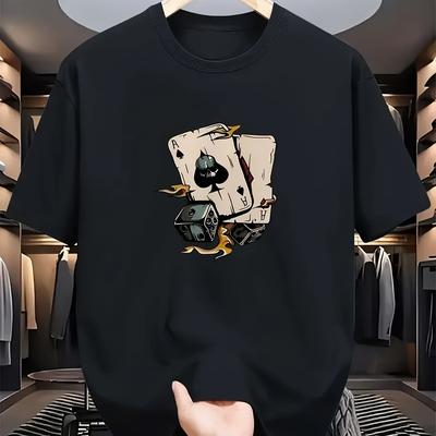 TEMU Men's Casual With Intricate Skull And Mechanical Design - Polyester And Spandex Blend, Crew Neck, Short Sleeve, Summer Fashion Graphic Tee Image
