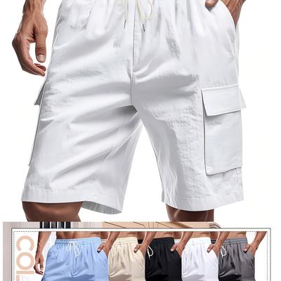 TEMU New Summer Men's Fashion High-end Lightweight Breathable Loose Workwear Multi-pocket Casual Shorts Image