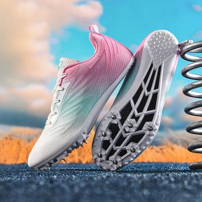 TEMU All- Running Shoes, Non-slip Lace-up Athletic Footwear, Breathable Mesh Upper, Tpu Sole, Fabric Inner, Eva Insole - Training & Competition Spikes For Image