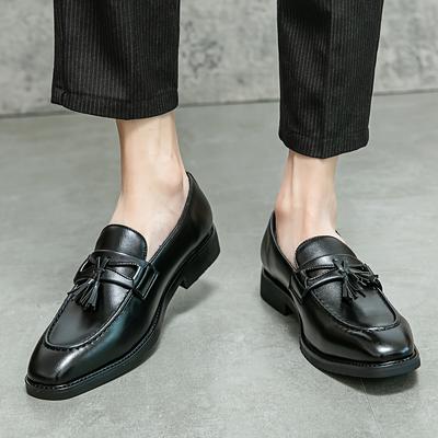 TEMU Men's Slip-on Loafers - Brown Synthetic, Round Toe With Tassel Detail, Rubber Sole For Casual Wear Image