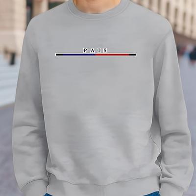 TEMU Paris Print Trendy Sweatshirt, Men's Casual Graphic Neck Pullover Sweatshirt For Men Image