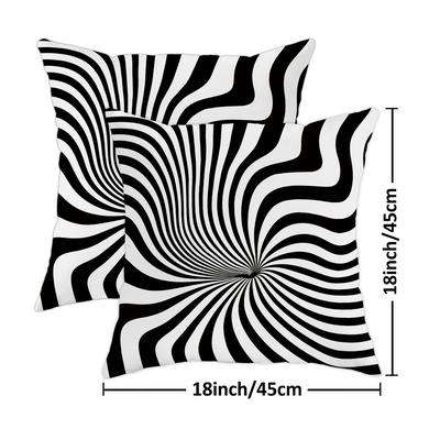 TEMU 2pcs Modern Geometric Velvet Throw Pillow Covers - Black & White Abstract Pattern, Soft Polyester Decorative Cushion Cases For Sofa, Bedroom, Or Living Room Decor (no Inserts), Decorative Pillows Image