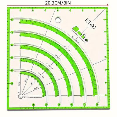 TEMU Acrylic Ruler, 8 Inch X 8 Inch Curved Cutting Ruler With For Quilting And Handcraft Fabric Cutting Template Image