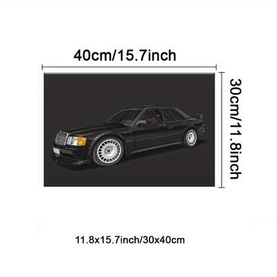 TEMU 1pc Retro Art Sports Car Canvas Print, Geometric Wall Art Poster, Stylish Aesthetic Artwork, Wooden Framed Vertical Hanging Decor With For Living Room, Bedroom, Classroom, Ideal Gift For All Image