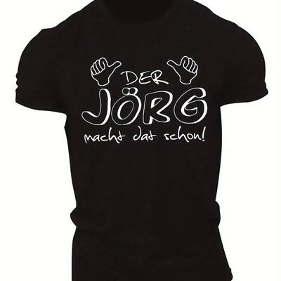 TEMU Der Jorg Macht Das Schon Men's Short Sleeve T-shirt - Geometric Summer Tee, Lightweight Breathable Fabric, Regular Fit, Machine Washable, Everyday Tshirt | Top | Machine Washable Shirt Image