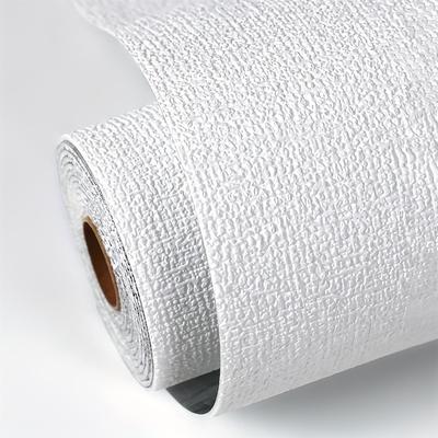 TEMU 1 Roll 20m White Textured Self-adhesive Wallpaper - Easy Diy, Free Cutting, Ideal For Living Room, Bedroom, And Kitchen Decor, Indoor Wall Decor | Textured Wallpaper | , Wall Decorations Image