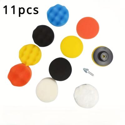 TEMU 11pcs/24pcs/38pcs 3.0-inch Polishing Pads, Car Foam Drill Polishing Pad Set, Polisher Set, Headlight Repair Set With Wool Pad Image