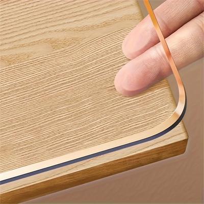 TEMU 1pc, 2mm Premium Thick Rectangular Tablecloth, Transparent Pvc Table Cover, Heat-resistant Scratch-proof Table Protector, Suitable For Dining Table, Coffee Table, Computer Mat. Image