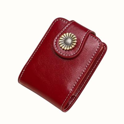 TEMU Compact Leather Travel Makeup Mirror Case With Bird Theme, Portable Polished Glass Surface, Tabletop Mount, Lipstick Holder, Unscented Mini Cosmetic Storage Bag Image