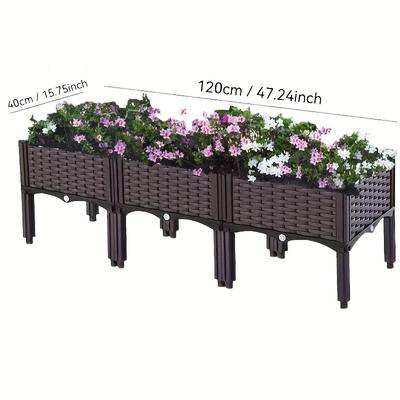 TEMU Plastic Garden Growing Rack - Square Gardening Planting Box, Extended And Deepened Gardening Container, Thickened Material, Vegetable Flower Planting Box, Indoor Flower Pot, Raised Garden Bed