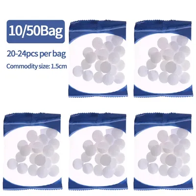 10/50 Bags Camphor Ball Moth White Mothballs Moth Ball Insect-resistant Eat By Moth Naphtaline Mildew Proof Safe Pest Control