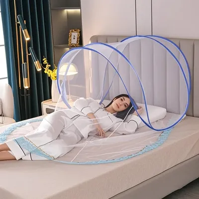 No-Assembly Head Mosquito Net Large Folding Portable For Single Bed Adjustable Travel Princess Summer Anti-mosquito Net Cover