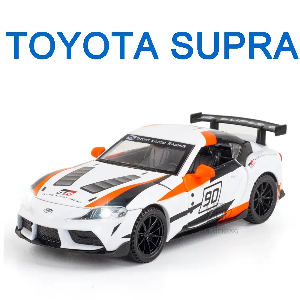 1/32 TOYOTA SUPRA GT4 Diecast Legierung Auto Modell Racing Auto Metall Simulation Fahrzeuge Mit Loght Und Sound Für Junge kinder Geschenke Image