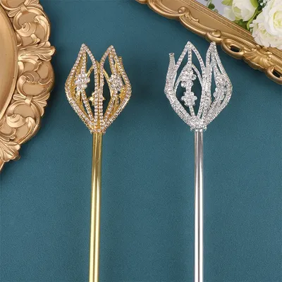 1pc hochwertige Fee Prinzessin Königin Blume Tulpe Zepter Faux Strass Dekor Zauberstab Rollenspiel Image