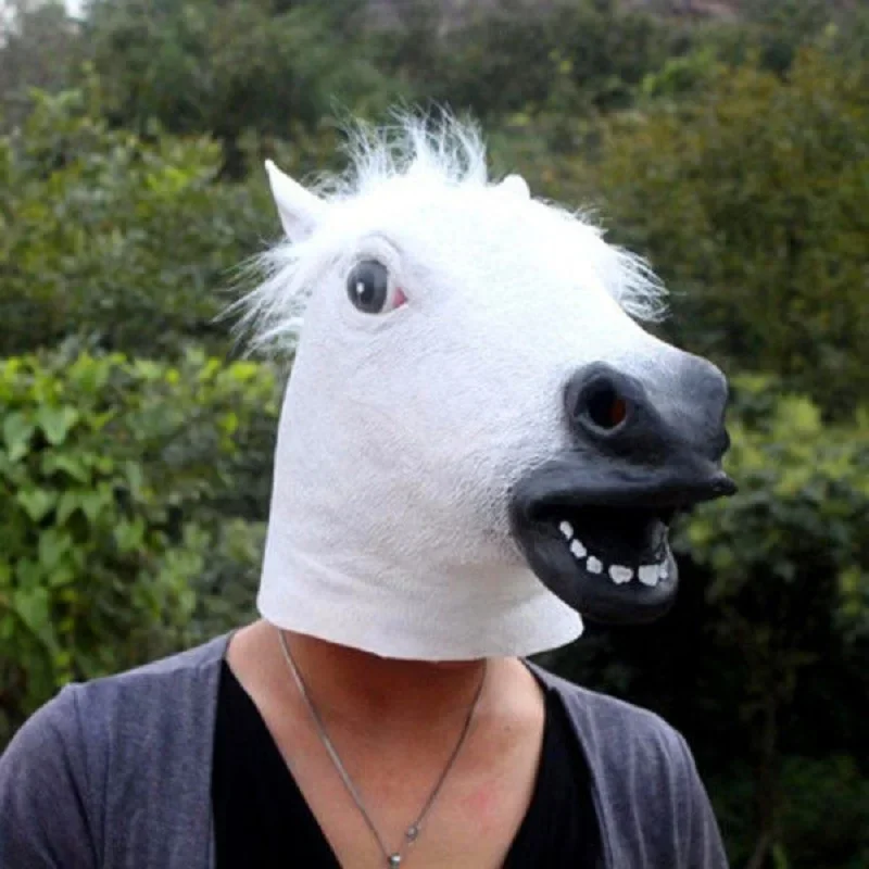 Weißes Pferd Masken Mädchen lustige Pferdekopf Maske Latex Tier maske Neuheit Halloween Cosplay Kostüme Kopf bedeckung Mascara de Latex Image