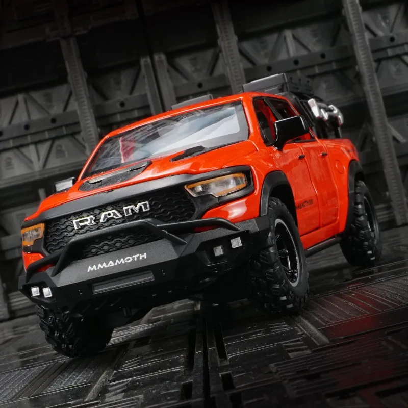1:32 RAM MAMMOTH Pickup Simulation Legierung Automodell Sound und Licht Zurückziehen Kinderspielzeug Sammlerstücke Geburtstagsgeschenk Image