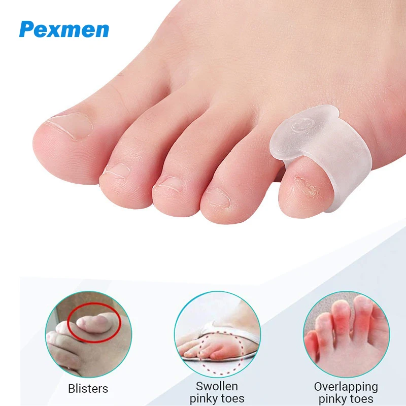 Pexmen 2 Stück Gel-Zehenspreizer, Pinky-Zehen-Abstandshalter, kleine Zehenkissen zum Verhindern, Reiben, Entlastung des Drucks, Fußpflege-Werkzeug Image