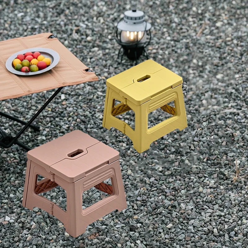 1 Stück Klapphocker mit Griff und rutschfestem Tritthocker Fußhocker für Badezimmer Schlafzimmer Rosa Zitronengelb Kleiner Tritthocker