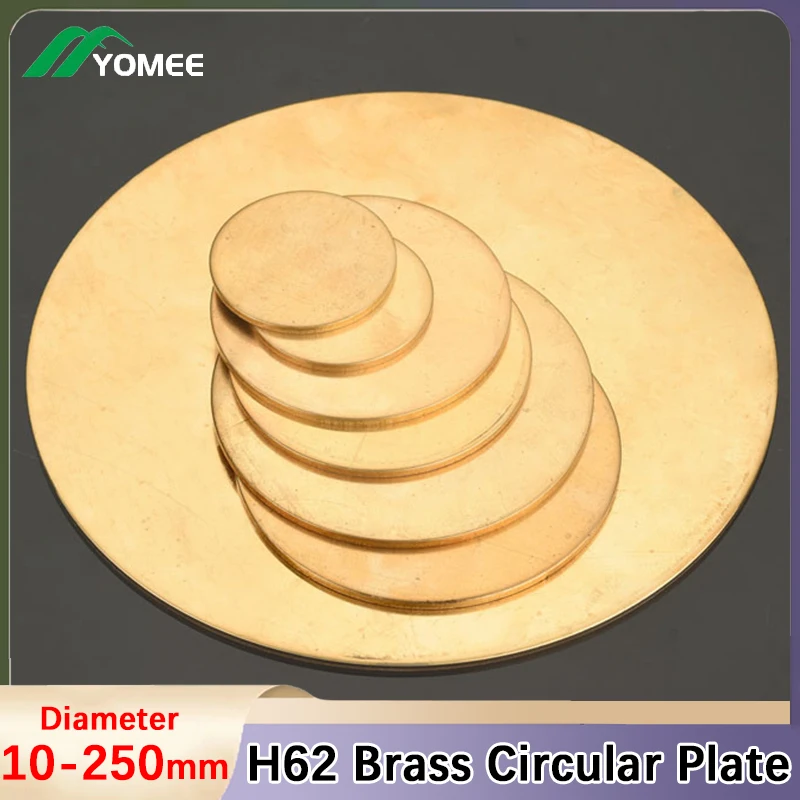 H62 Messingplatte, Messingscheibe, Kreisplatte, dünnes gelbes Kupferblech, Durchmesser 10–250 mm, Dicke 0,3–5 mm Image
