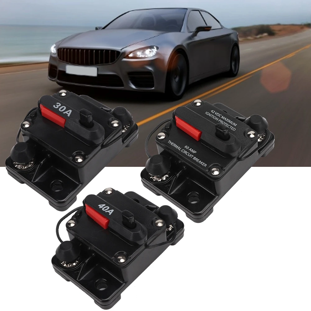 12V 30A/40A/60A Auto Stereo Audio Rücksetzbare Inline Leistungsschalter Selbstwiederherstellung Audio Leistungsschalter Leistungsschalter Image