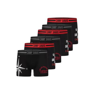 Boxershorts CAMP DAVID "Boxershorts 6er Pack", Herren, Gr. M, schwarz (schwarz schwarz), 95% Baumwolle 5% Elasthan, Unterhosen Image