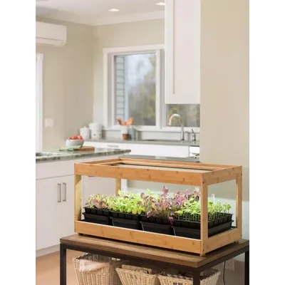 Gardener's Supply Company Bamboo Grow Lights for Indoor Plants Stand | Sturdy Built LED Grow Light