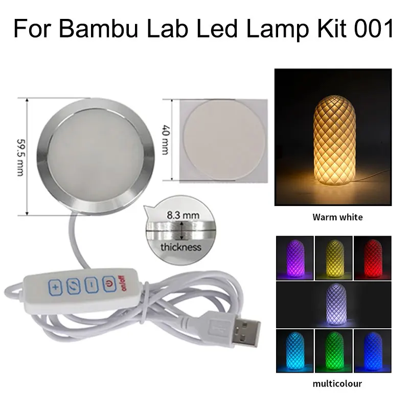 Pour Bambu laboratoire Kit de lampe à LED Kit de lumière réglable pièces de lumière LED matériel bricolage modèle blanc/froid/lumière chaude sans coque de lampe 001