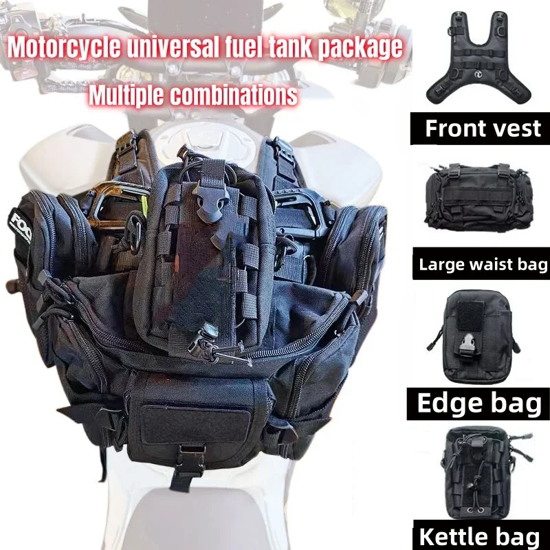 Confezione serbatoio carburante universale per moto Borsa sospesa serbatoio carburante Borsa gilet serbatoio carburante multifunzionale locomotiva Attrezzatura moto