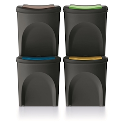 Set mit 4 Keden Sortibox Mülleimern, 100 % recycelter Kunststoff, schwarz, 100 l Image