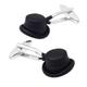 French Shirt Cufflinks for Men Black Gentleman's Hat Fun Styling Sleeve Nails for Women Cufflinks (D As show)