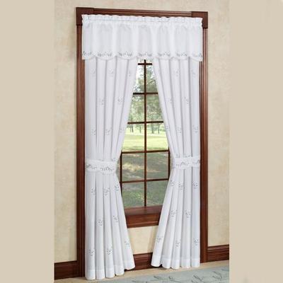 Forget Me Not Tailored Curtain Pair, 80 x 84, Blue/White
