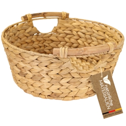 HMF Aufbewahrungskorb rund, Korb geflochten aus Wasserhyazinthe mit Holzgriffen, 30 x 12 cm Image