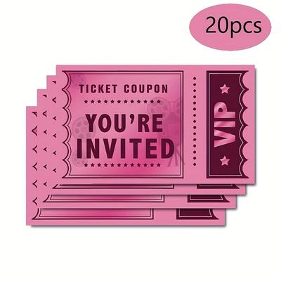 "TEMU 20pcs Movie Party Invitations, Elegant Film-themed Design With "" Text, Teen Birthdays And Themed Celebrations, High-quality Paper, No Power Needed" Image