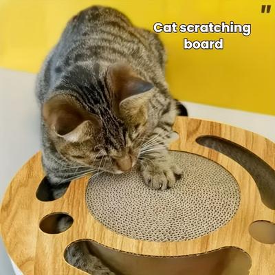 TEMU Cat Scratching Board With - Round, Cardboard Scratching Post & Ball Toy, Ideal For Indoor Cats, Cat Scratching Post | Toy | Scratching Post Image