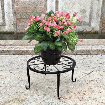 TEMU 1pc Heavy Duty Rustproof Iron Circular Plant Stand - Pumpkin-shaped Design Bronze Finish Indoor/outdoor Garden Decor, Space-saving Sturdy Metal Stand For Potted Plants, Easy Assembly Image