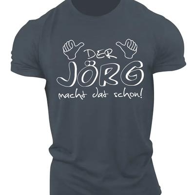 TEMU Der Jorg Macht Das Schon Men's Short Sleeve T-shirt - Geometric Summer Tee, Lightweight Breathable Fabric, Regular Fit, Machine Washable, Everyday Tshirt | Top | Machine Washable Shirt Image