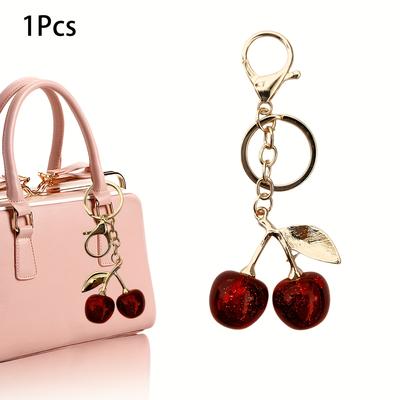 TEMU Bag Charm - Resin Keychain Accessory With Design, Round Shape For Decorating Handbags (red) Image
