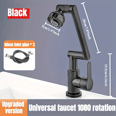 TEMU 2 In 1 Universal Rotating Shower , 60cm Water Hose, 1080° Rotation, Stainless Steel Material, Polished Surface, Disc Valve, With Universal Cold Hot Trailer Bathroom, Home Bathroom, Hotel Bathroom Image