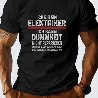 TEMU Men's Lightweight T-shirt With Humorous Electrician Print- Casual Crew Neck, Short Sleeve, Ideal For Summer Image