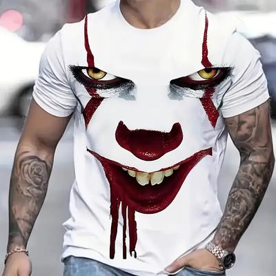 "TEMU Men's Casual Graphic Tee - "i'm A Of A Crazy" Design, White Polyester, Breathable, Stretchy, Round Neck, Casual Wear, Casual Wear Tee | Print Top |" Image