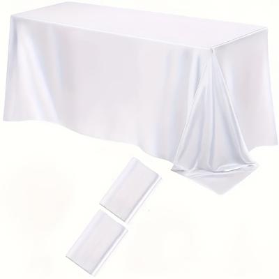 TEMU 2pcs Luxury Satin Tablecloths, 102x58 Inch Rectangular Polyester Table Cover, Solid Color, , Suitable For Christmas, Party, Banquet And Wedding Image