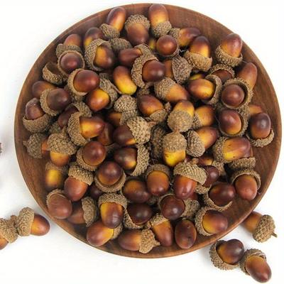 TEMU 30pcs Artificial - Lifelike Simulation Small With Natural Caps, Mixed Brown Tones, Durable Plastic For Diy Crafts, Thanksgiving & Halloween Decor, Home Party Favors, Filler Supplies Image