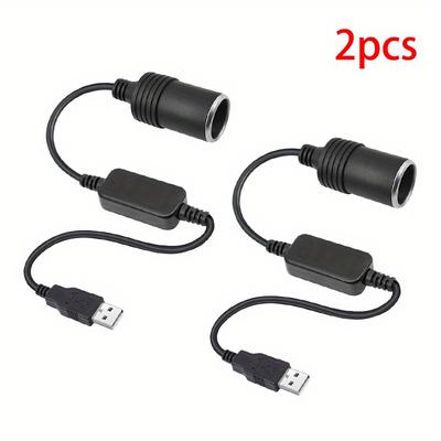 TEMU 12v Usb Car Plug Adapter - Fast Charging & Multi-device Support, Pvc Design For , Compact Cable Converter For Car Electronics, Dash Cams, And Power Banks Image