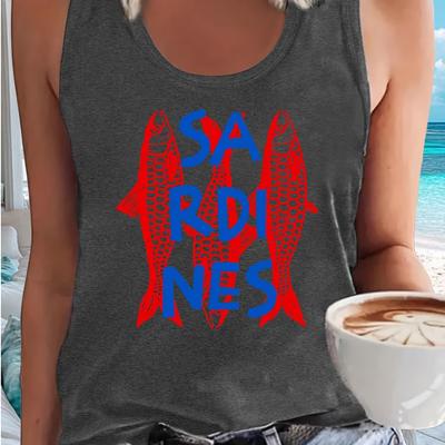 TEMU Graphic Print Tank Top, Sleeveless Casual Top For Summer & Spring, Women's Clothing Image