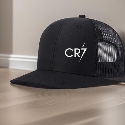 TEMU Cr7 Logo Baseball Cap - Adjustable, Breathable Mesh Truck Driver Hat With Snapback Closure, , Summer Outdoor Sports Cap, Sports Cap|adjustable Headgear|durable Headgear Image
